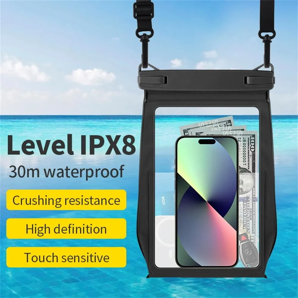 Multicolor Universal Waterproof Bag Phone Pouch Crossbody Large Phone Waterproof Dry Bag Compatible with Apple iPhone 15 Pro Max 14 for Samsung s24 Ultra S23 Up to 8.2 inches with Lanyard (Black)