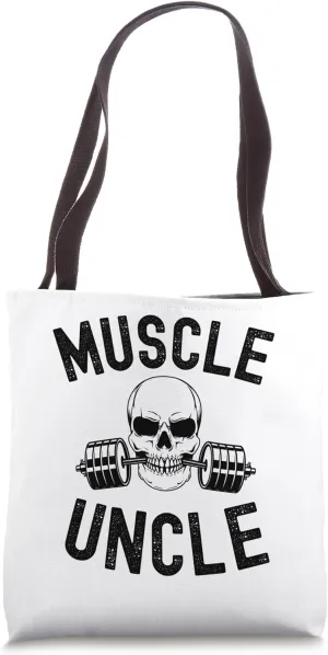 Muscle uncle gym Weightlifter uncle skeleton barbell Tote Bag