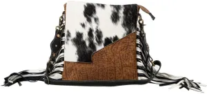 Myra Bag Western Leather Crossbody Bag for Women, Hairon Upcycled Flap Boho Bag with Tassel - Stratford Trail Fringed