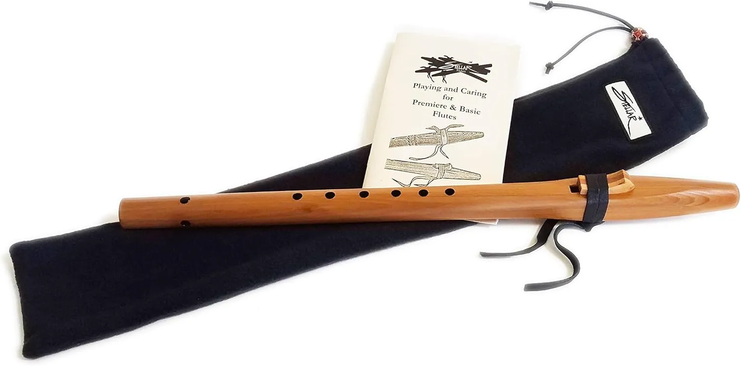 Native American Style A Cedar Beginner Flute Package for Small Hands With Book and Bag by Stellar Flutes