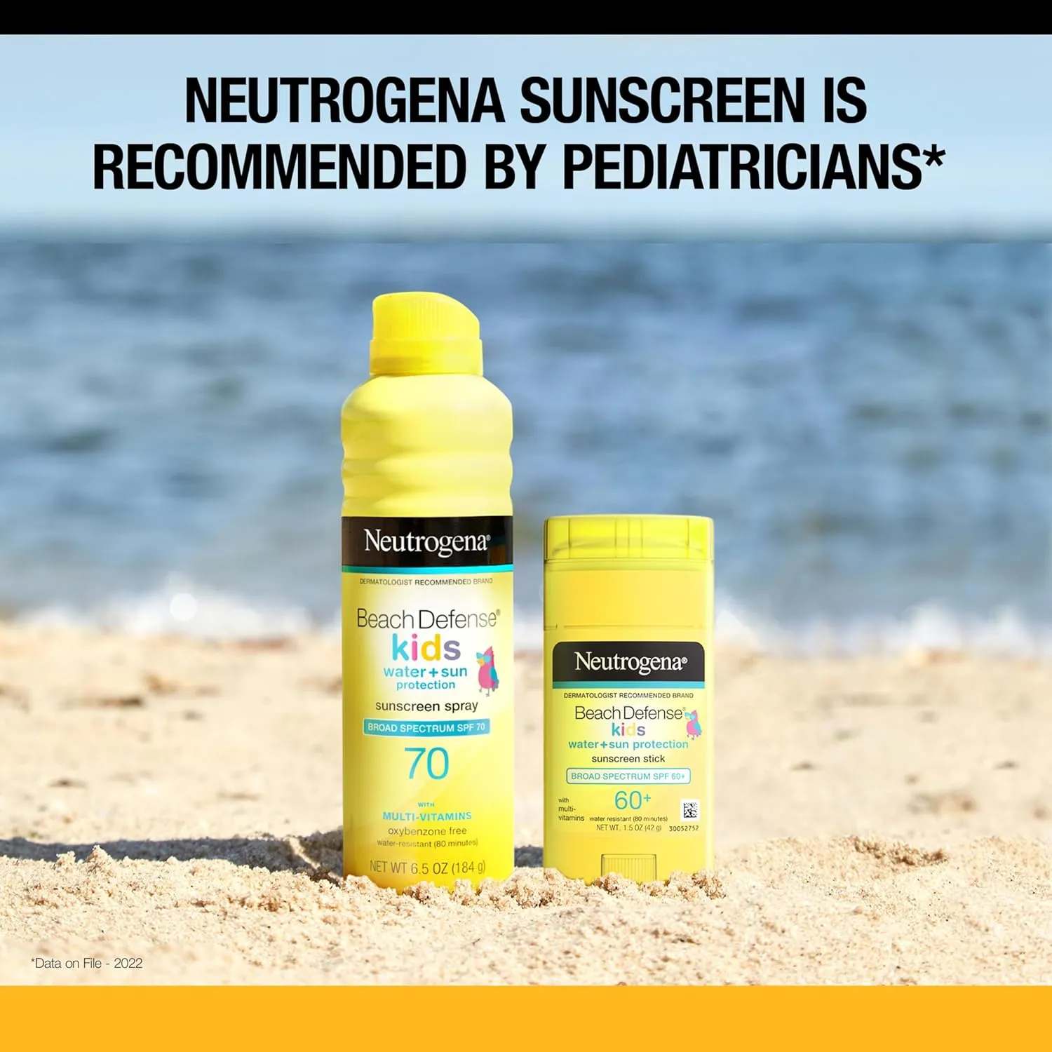 Neutrogena Beach Defense Kids Sunscreen Stick SPF 60, 1.5 oz, 2 Pack, Hands-Free Application, Oxybenzone Free Sunscreen for Face & Body, Water-Resistant Sun Protection