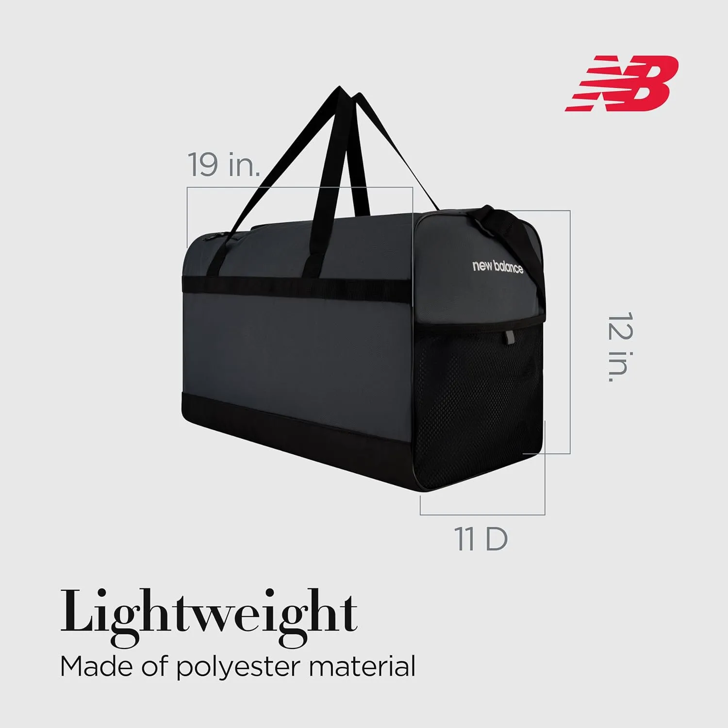 New Balance Duffel Bag, Small Carry On Gym Travel Luggage with Carrier Handles and Adjustable Shoulder Strap