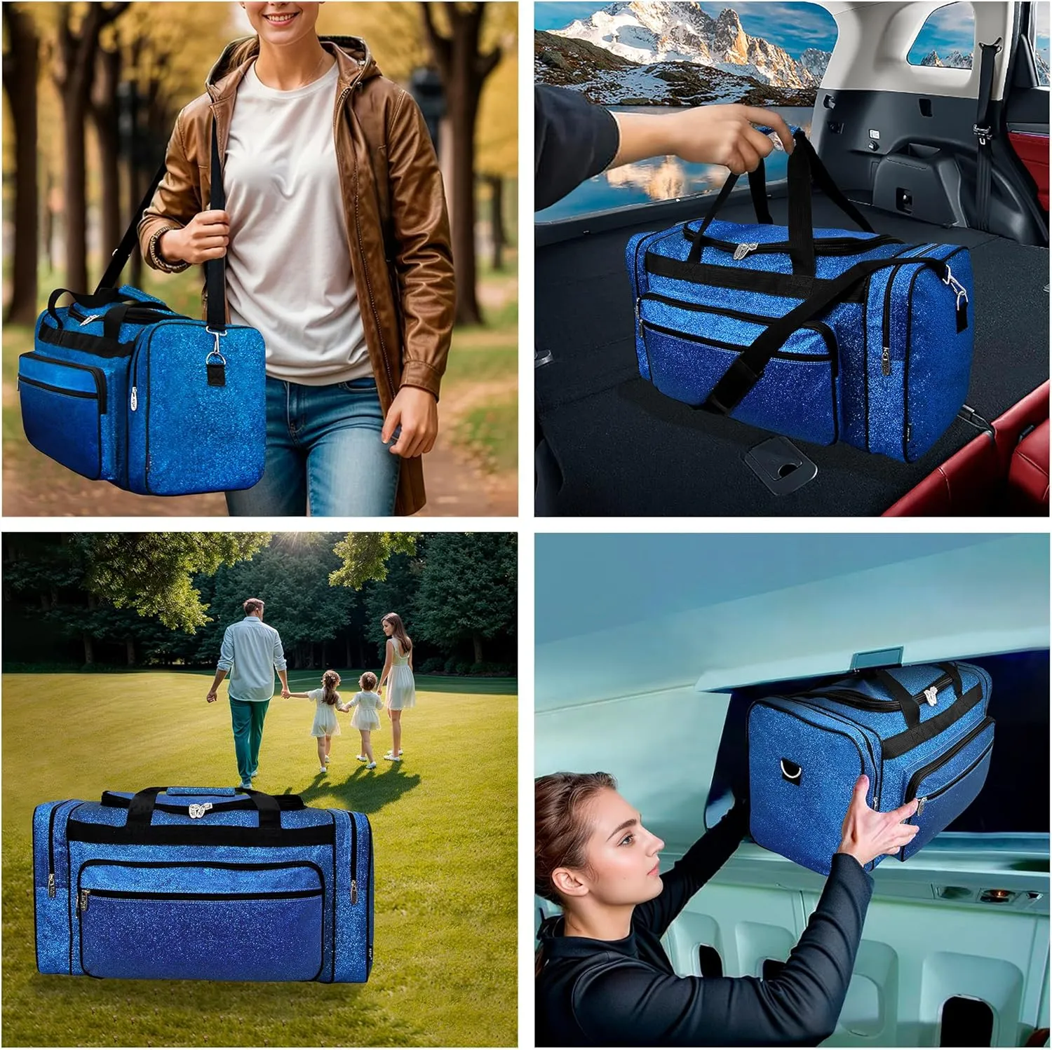NGIL Canvas 23" inch Duffle Bag (Royal Blue Glitter)