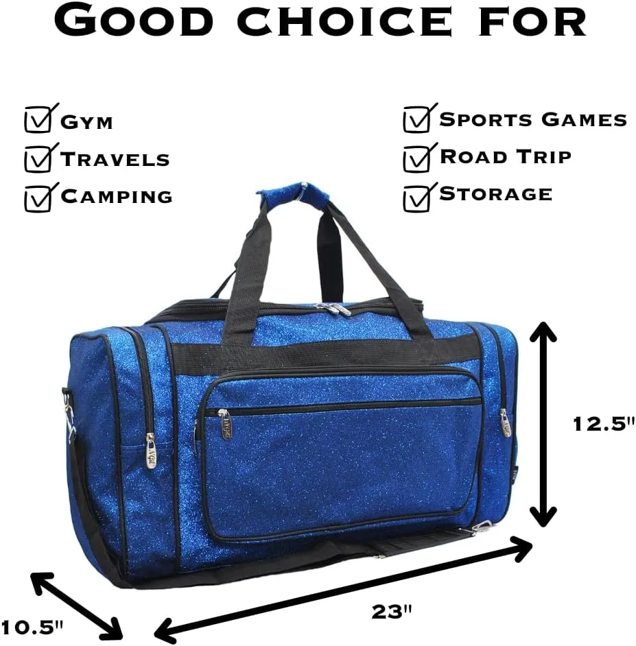 NGIL Canvas 23" inch Duffle Bag (Royal Blue Glitter)