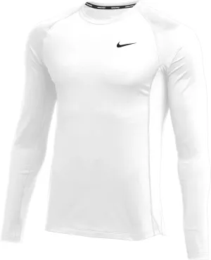 Nike Men's Pro Fitted Long Sleeve Top (Large, White/Black)