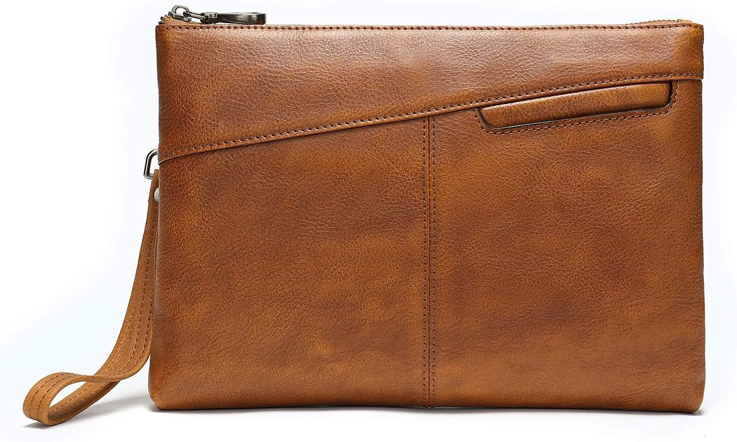NIUCUNZH Genuine Leather Mens Clutch Bag Man Purse Handbag 12 inches Large Hand Bag Big Clutch Wallet