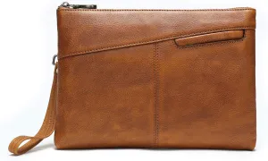 NIUCUNZH Genuine Leather Mens Clutch Bag Man Purse Handbag 12 inches Large Hand Bag Big Clutch Wallet
