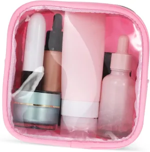 NOLITOY Small Makeup Bag for Travel Zippered Portable Makeup Pouch Window Compact Vanity Bag for Women Toiletry Organizer