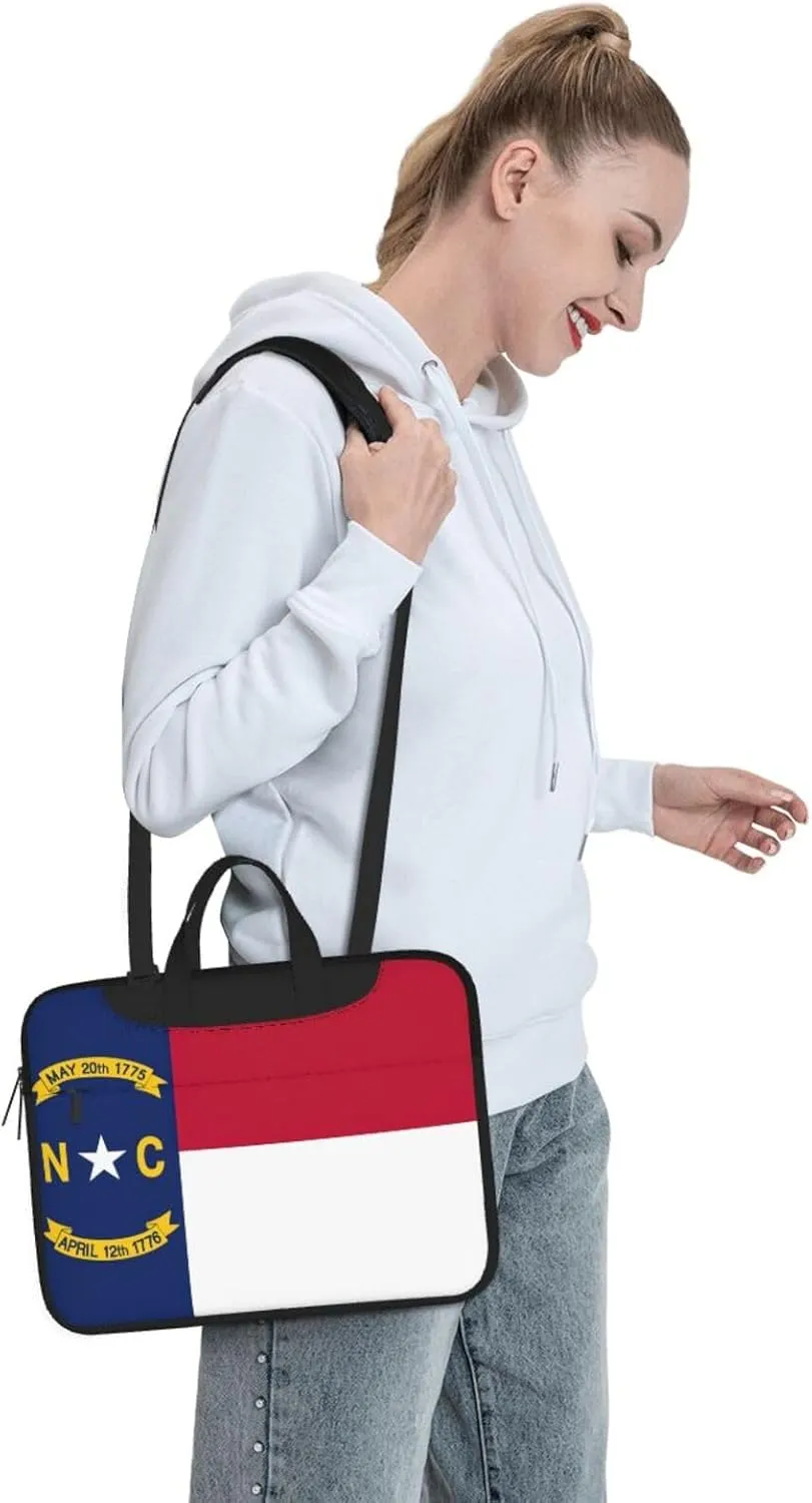 North Carolina State Flag Print Laptop Adjustable Shoulder Strap With Handle Accessory Pocket For Men Women