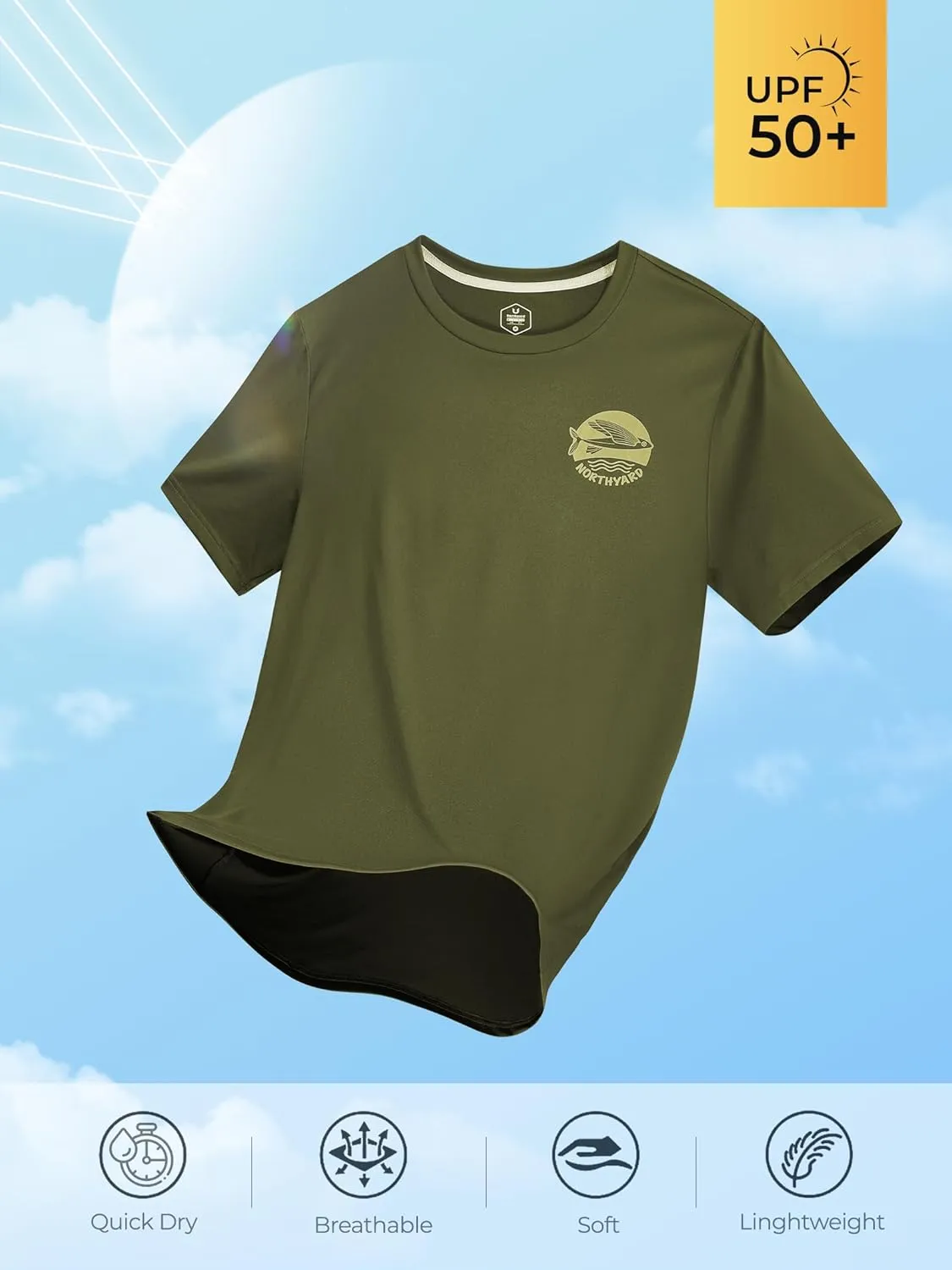 NORTHYARD Mens Rash Guard Shirt UPF 50  UV Sun Protection Short Sleeve Athletic T-Shirts for Men Quick Dry Fishing Beach Swim