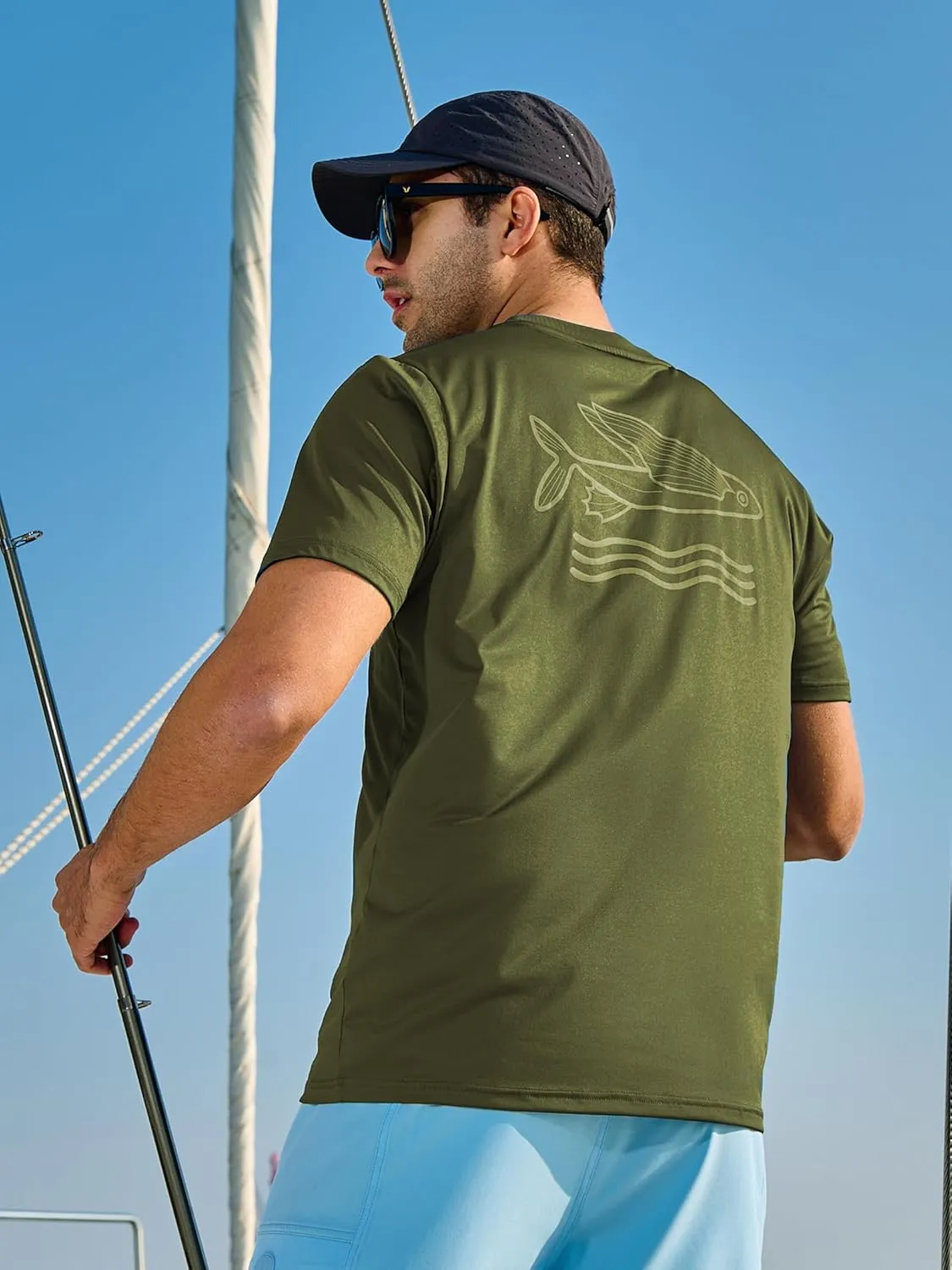 NORTHYARD Mens Rash Guard Shirt UPF 50  UV Sun Protection Short Sleeve Athletic T-Shirts for Men Quick Dry Fishing Beach Swim
