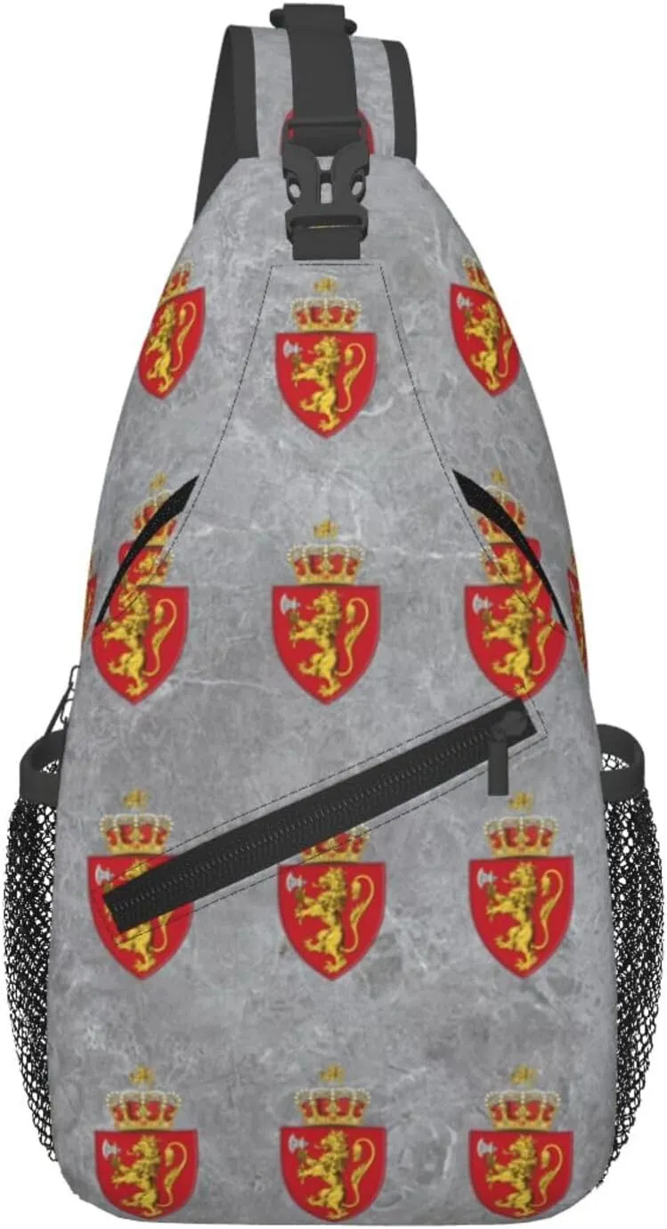 Norwegian Coat of Arms Norway Sling Bag Crossbody Backpack Shoulder Casual Daypack Bag for Men Women