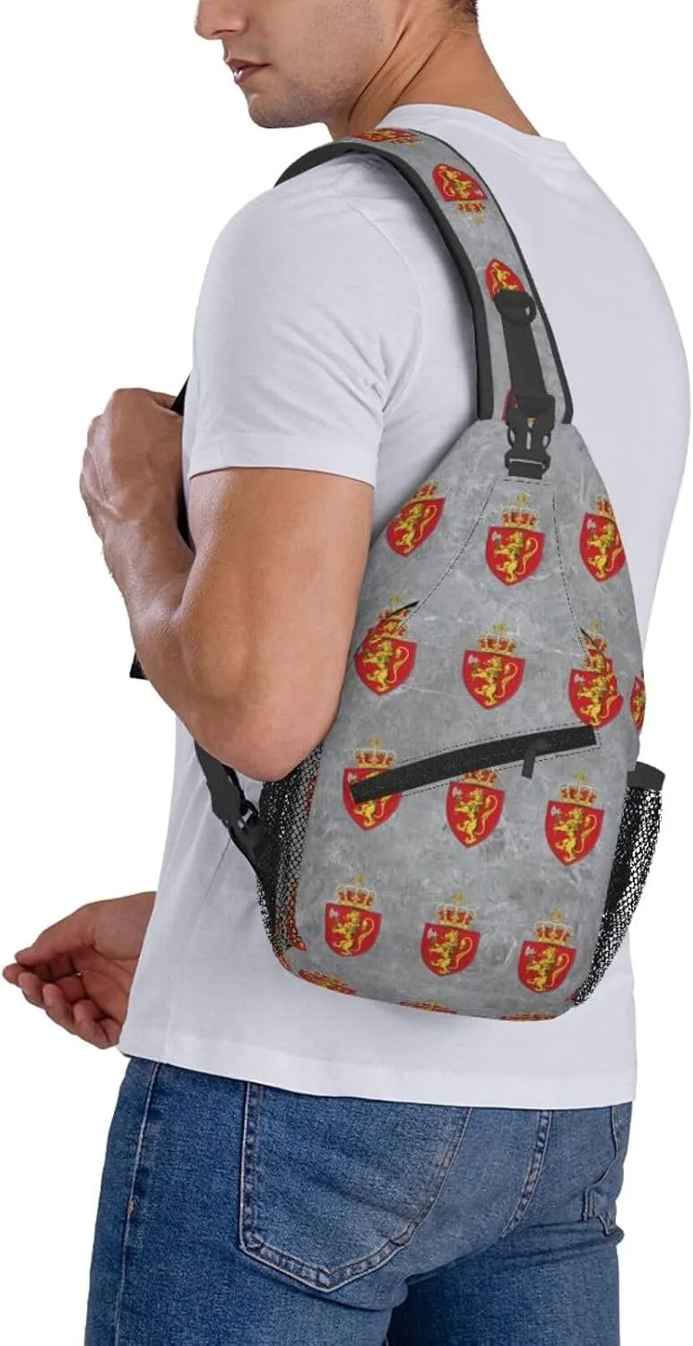 Norwegian Coat of Arms Norway Sling Bag Crossbody Backpack Shoulder Casual Daypack Bag for Men Women