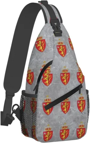 Norwegian Coat of Arms Norway Sling Bag Crossbody Backpack Shoulder Casual Daypack Bag for Men Women