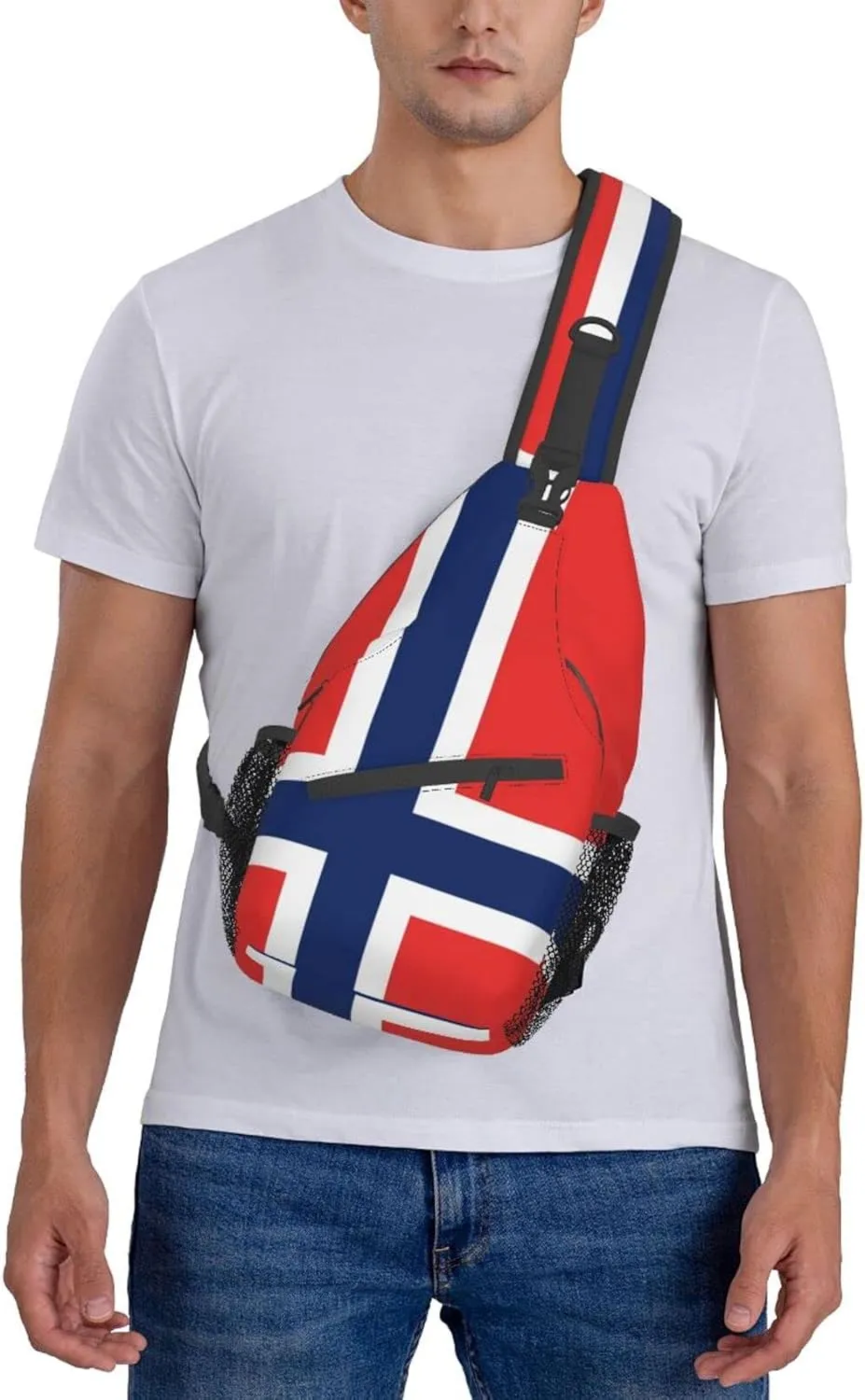 Norwegian flag Outdoor Cross-body Shoulder Bag, Unisex Backpack For Women Men Young Hiking Travel