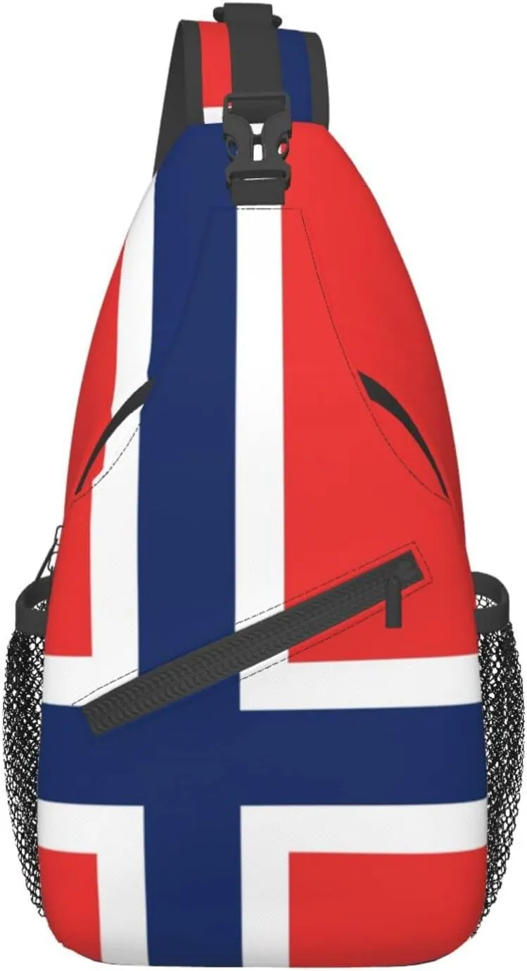 Norwegian flag Outdoor Cross-body Shoulder Bag, Unisex Backpack For Women Men Young Hiking Travel