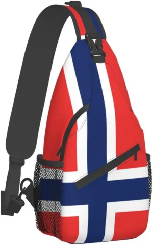 Norwegian flag Outdoor Cross-body Shoulder Bag, Unisex Backpack For Women Men Young Hiking Travel