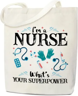 Nurse Tote Bag Aesthetic, Canvas Tote Bag for Women, Nurse Appreciation Gift for RN Nurse Practitioner Nursing Teacher Assistant Thank You Graduation Shopping Reusable Grocery Beach Shoulder Bag /A63