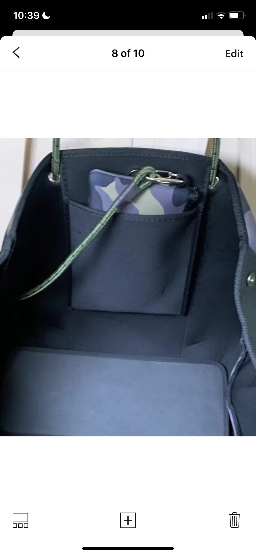 nwt Camo Luxe Rose 2.0 Neoprene Tote Bag   luminous metallic ROSE GOLD stripes w added top zip closure women light purse waterproof ShoreAndSkyline Shore and Skyline