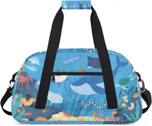 Ocean Animal Gym Duffel Bag for Men Women Cartoon Pattern Sports Tote Bag with Adjustable Shoulder Strap for Dance Gymnastics Traveling Outdoor Camping Overnight Stay