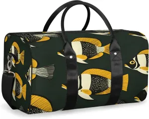 Ocean Fish Duffle Bag for Travel, Overnight Weekend Gym Carry On Luggage Bag, Fish Travel Duffel Bag for Men Women