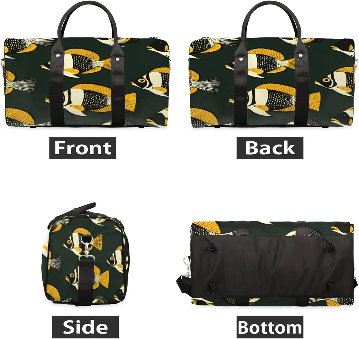 Ocean Fish Duffle Bag for Travel, Overnight Weekend Gym Carry On Luggage Bag, Fish Travel Duffel Bag for Men Women