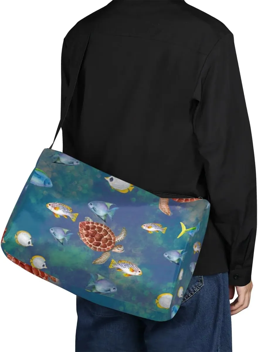 Ocean Turtle Fish Small Gym Bag for Men Women Workout Sport Duffle Bag Waterproof Weekender Overnight Bag Lightweight Carry on Tote Bag Crossbody Shoulder Travel Bag for Swim Yoge Dance