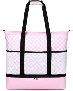Octsky Beach Bags with Cooler Women Beach Tote Bag Waterproof Sandproof Zipper Large Pool Bag 9 Pockets