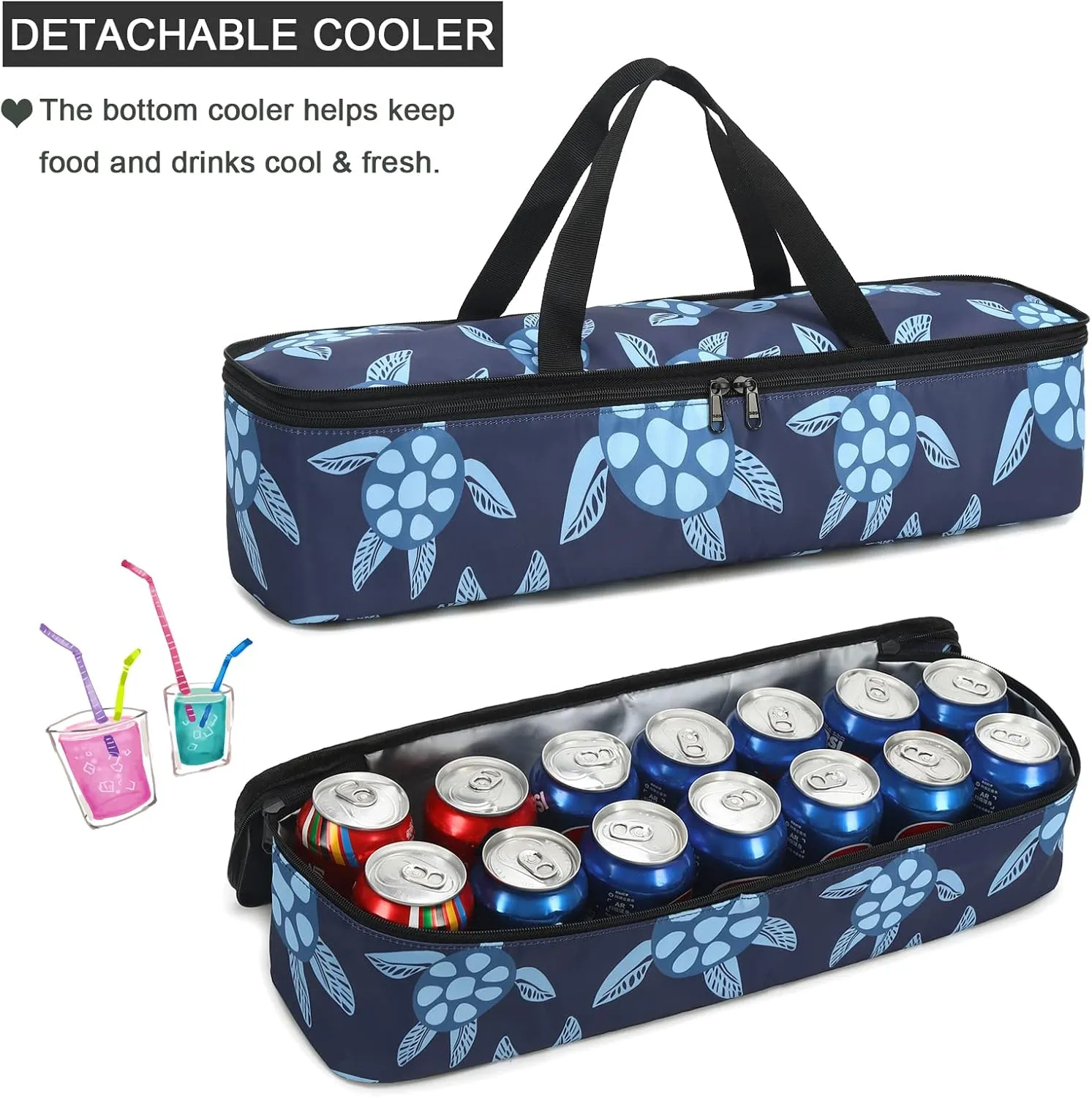 Octsky Beach Bags with Cooler Women Beach Tote Bag Waterproof Sandproof Zipper Large Pool Bag 9 Pockets