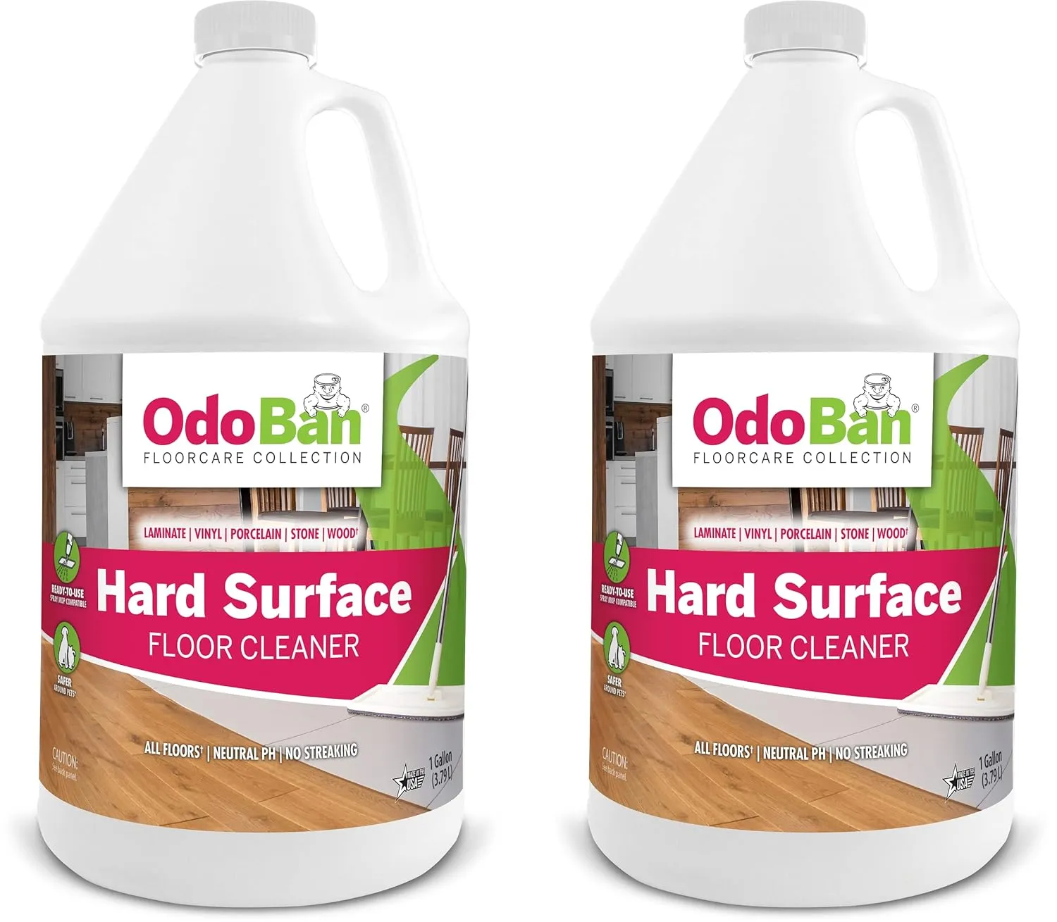 OdoBan Ready-to-Use Hard Surface Floor Cleaner, Streak Free and Neutral PH Formula, 2 Gallons, Scentless