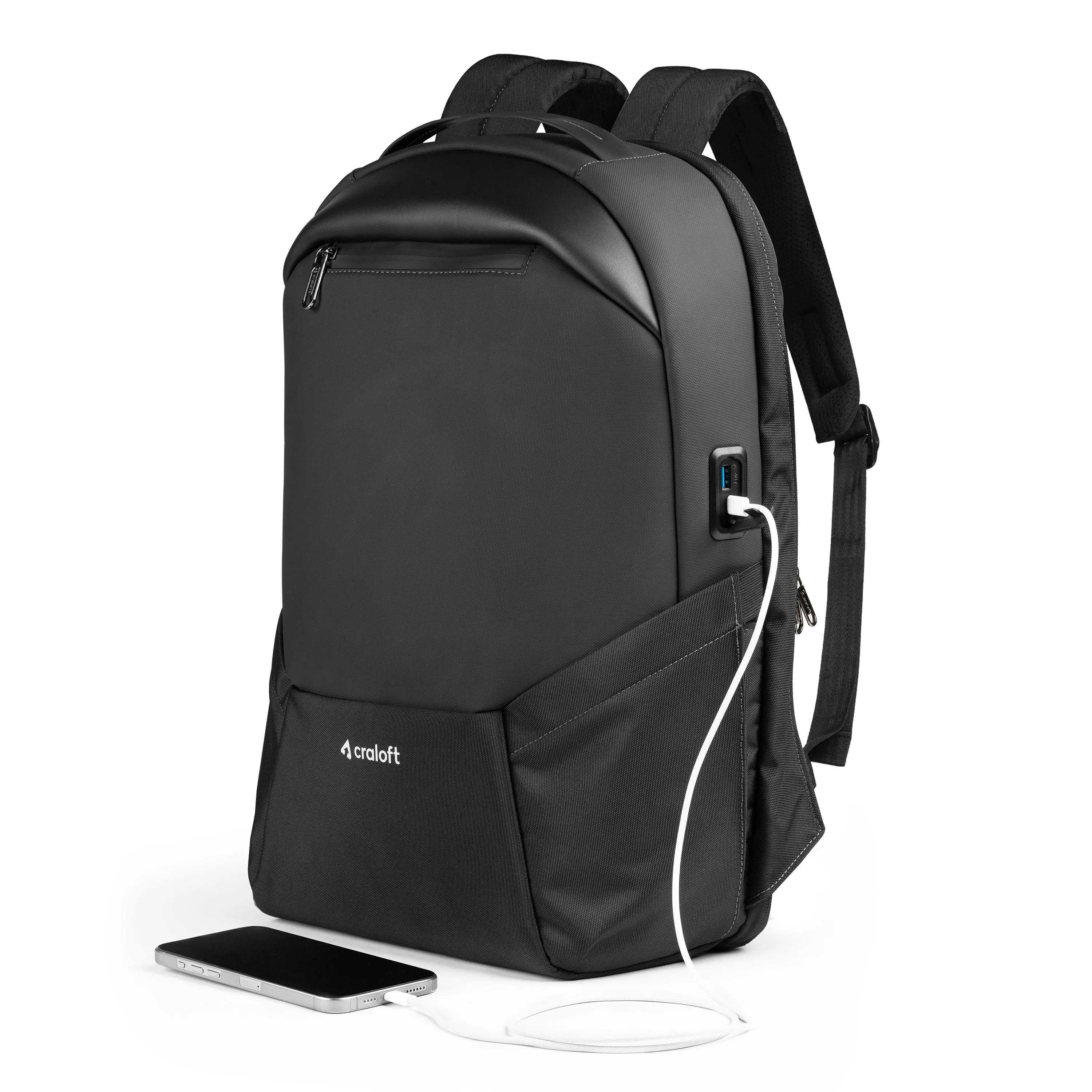 OfficeMate 23L Laptop Backpack – USB Charging | EVA Hard Shell