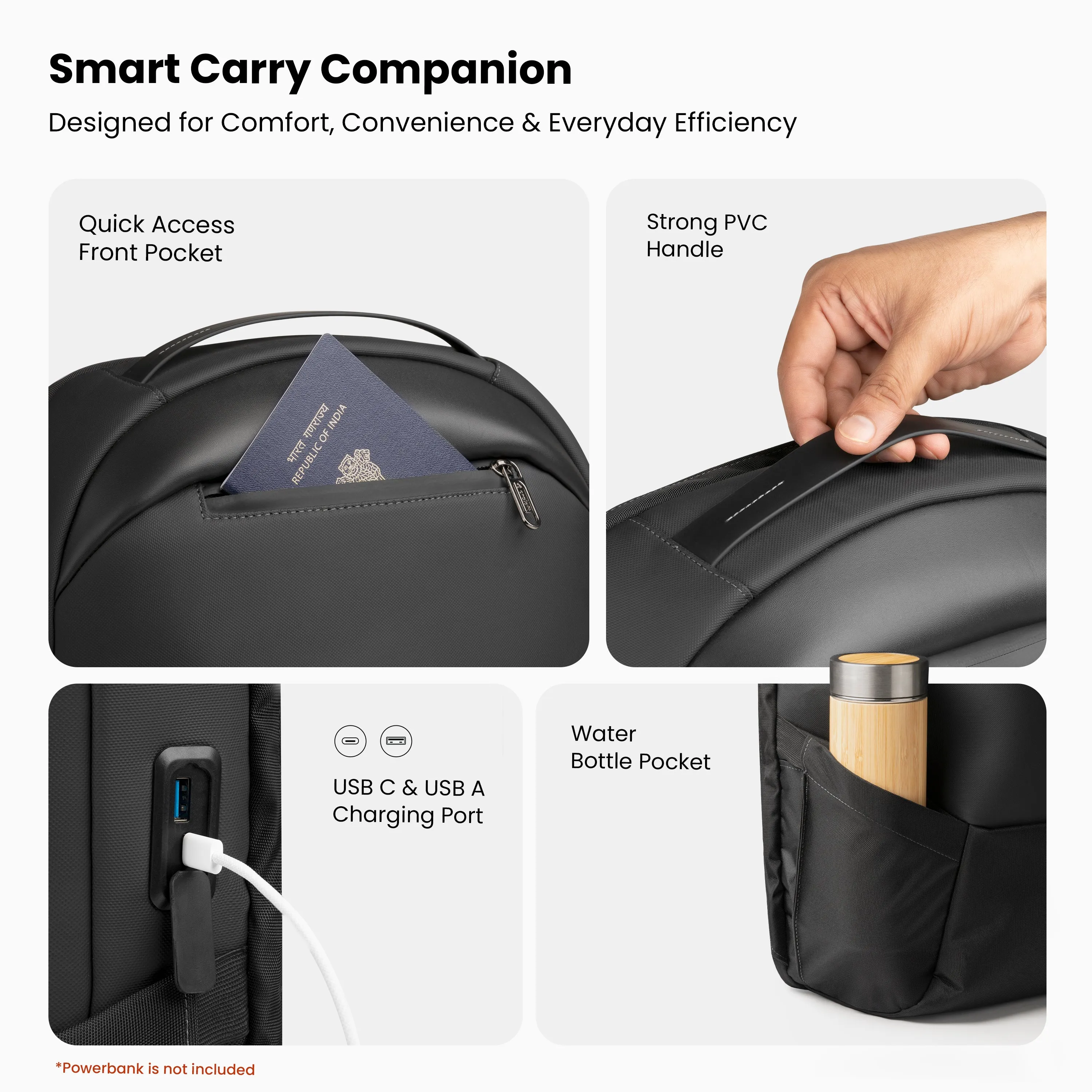 OfficeMate 23L Laptop Backpack – USB Charging | EVA Hard Shell