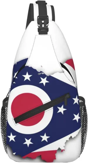 Ohio State Flag Map Print Sling Bag For Women Men Fashion One Shoulder Crossbody Bag Travel Fanny Pack Cross Body Bags