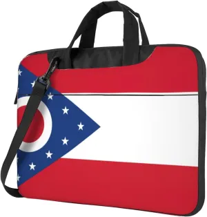 Ohio State Flag Print Laptop Adjustable Shoulder Strap With Handle Accessory Pocket For Men Women