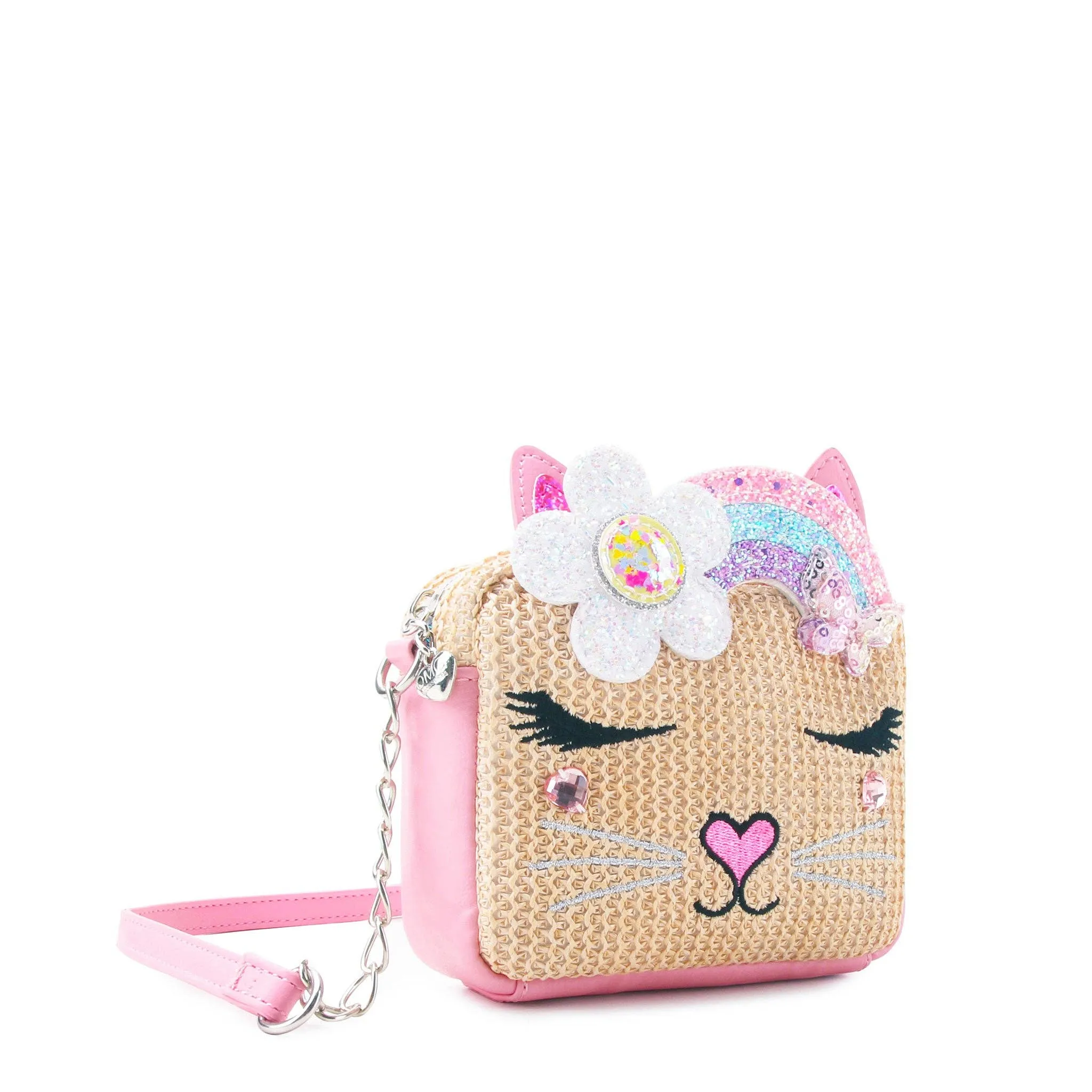 OMG Accessories - Miss Bella Kitty Cat Straw Crossbody Bag