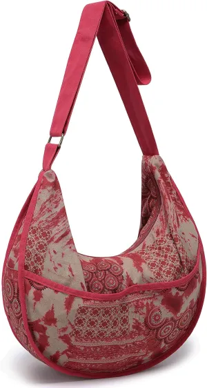 OPQRSTU Womens Hippie Large Sling Shoulder Boho Handbag canvas Crossbody Bags