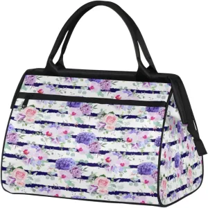Orchid Iris Womens Weekender Overnight Bag Bell Flower Travel Duffel Bag Wide Open 25L Carry On Tote Bag Gym Duffle Bag for Women Teen Girls