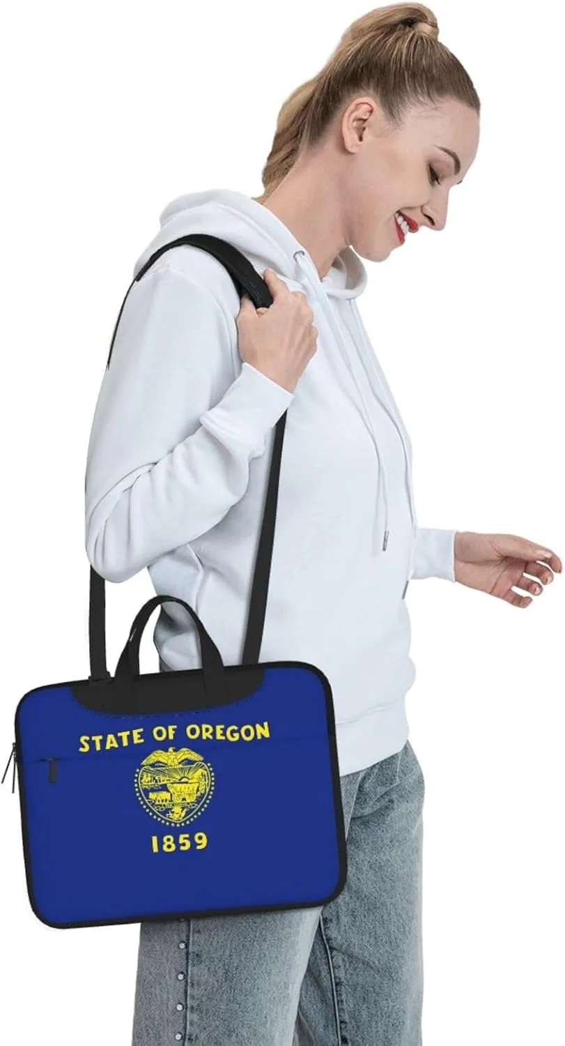 Oregon State Flag Print Laptop Adjustable Shoulder Strap With Handle Accessory Pocket For Men Women