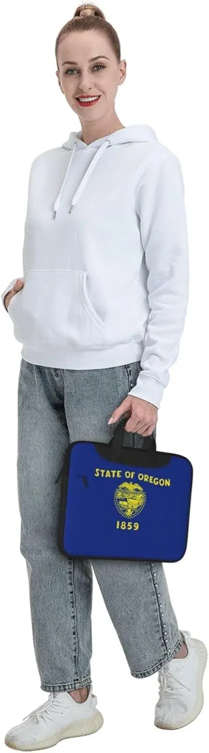 Oregon State Flag Print Laptop Adjustable Shoulder Strap With Handle Accessory Pocket For Men Women