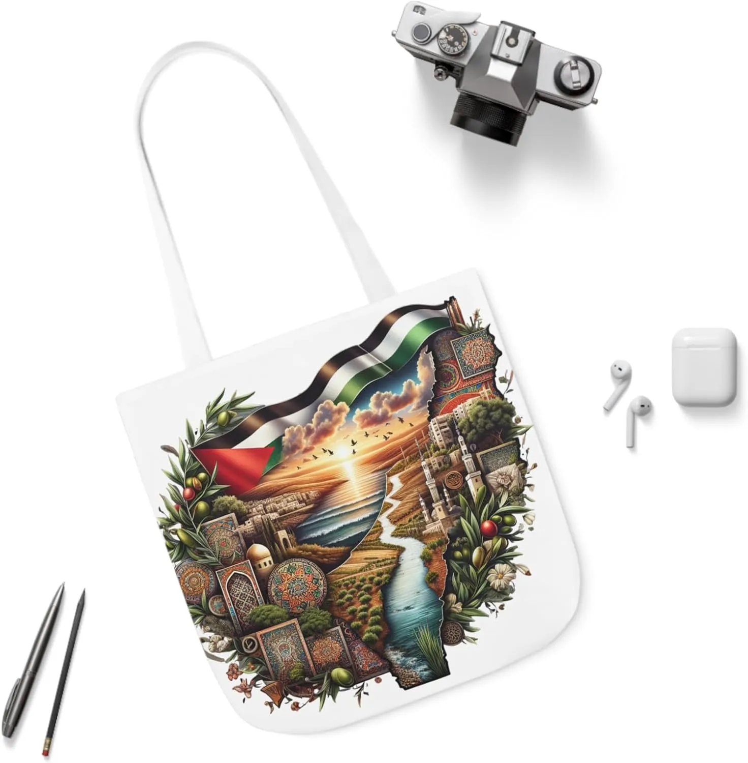 Organic Cotton Tote Bag, Free Palestine Resistance political activism, Protest tote, Activist shoulder bag
