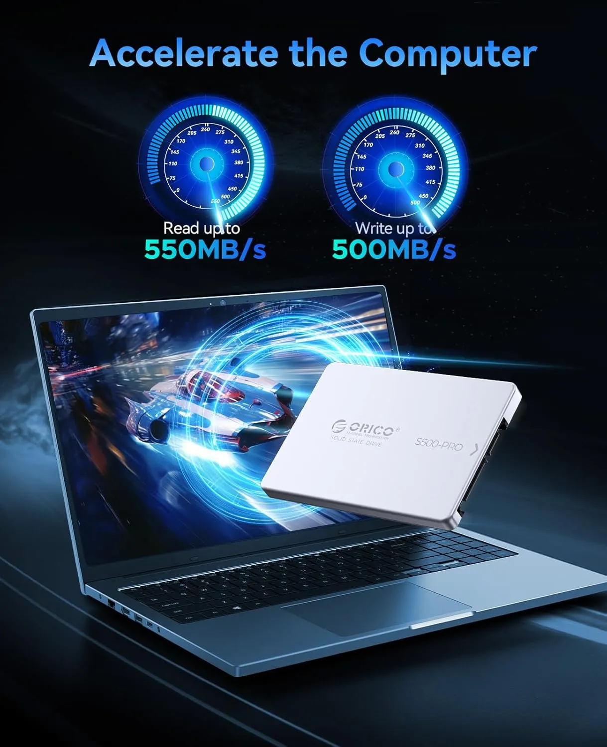 ORICO 4TB SATA SSD 2.5" Internal Solid State Drive, up to 550MB/s, 3D NAND SATA III SSD with Aluminum Shell, for Desktop Laptop PS4 NAS DIY External Drive - S500PRO