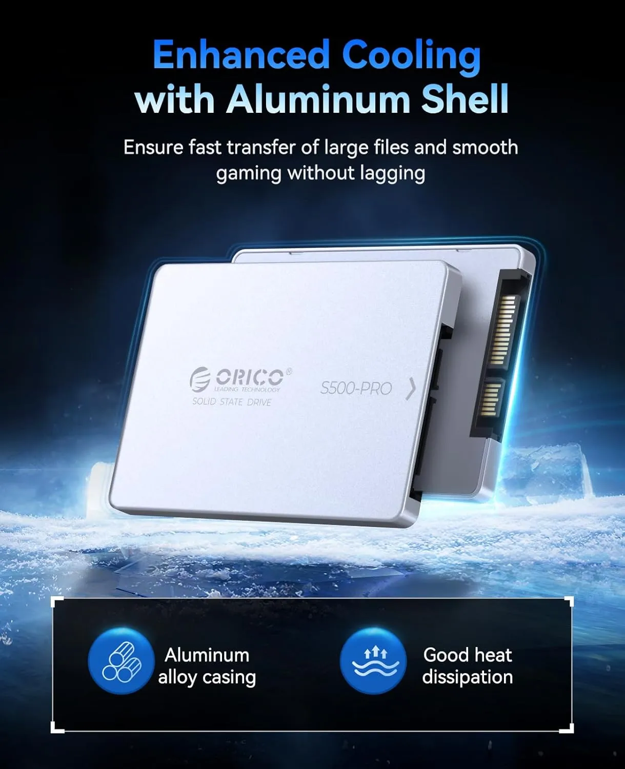 ORICO 4TB SATA SSD 2.5" Internal Solid State Drive, up to 550MB/s, 3D NAND SATA III SSD with Aluminum Shell, for Desktop Laptop PS4 NAS DIY External Drive - S500PRO