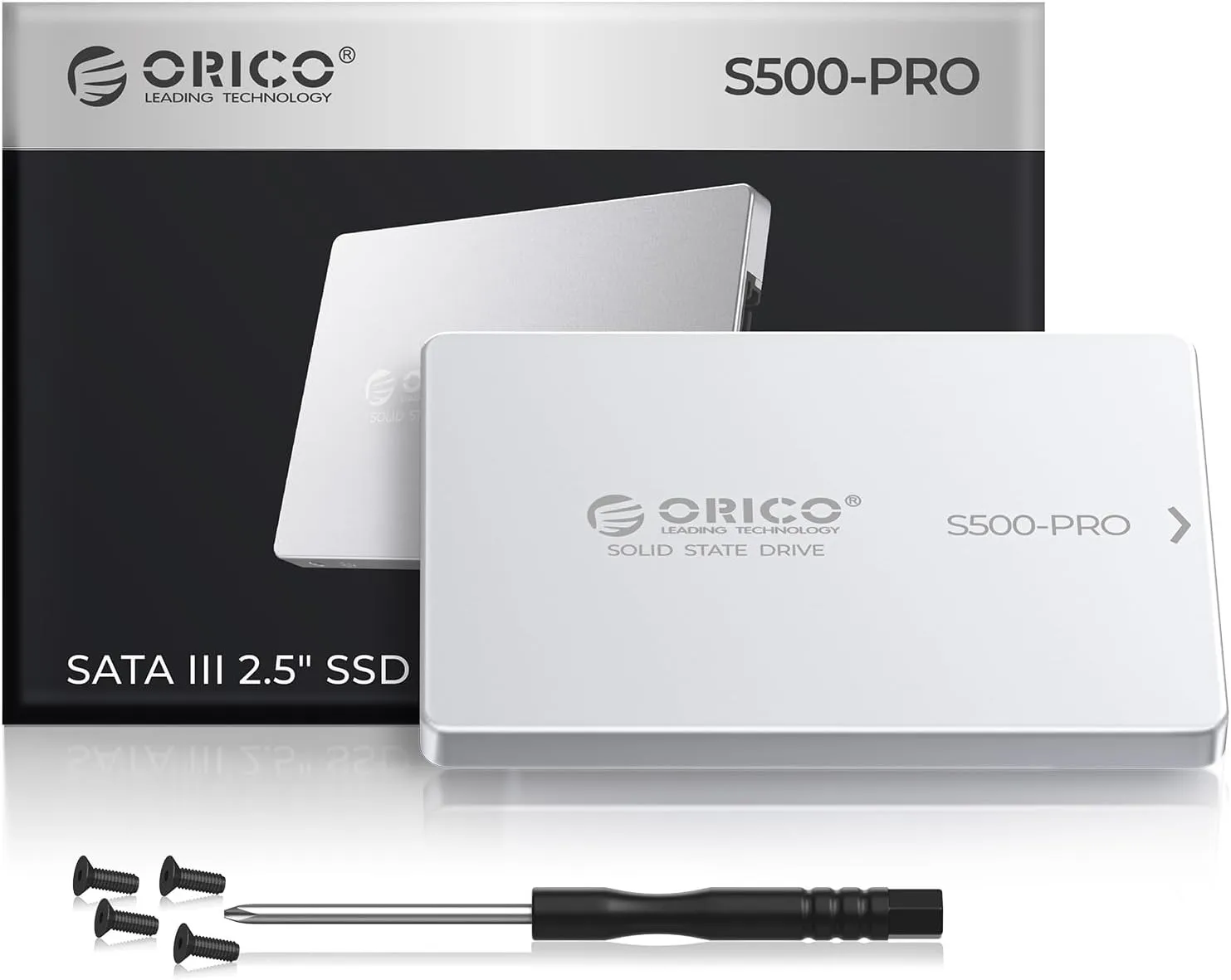 ORICO 4TB SATA SSD 2.5" Internal Solid State Drive, up to 550MB/s, 3D NAND SATA III SSD with Aluminum Shell, for Desktop Laptop PS4 NAS DIY External Drive - S500PRO