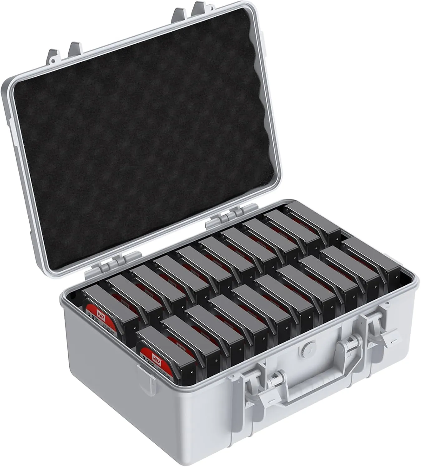 ORICO Hard Drive Case 3.5inch 20-Bay HDD/SSD Multi-Protection Storage Suitcase with Foam Hard Case Shockproof Anti-Static MoistureProof Carrying Case -PSC L20