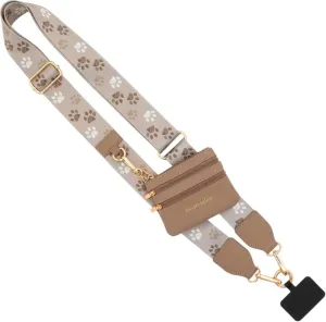 Original Clip and Go Phone Strap (Paw Tracks - Brown Pouch) - Crossbody Phone Strap Chain with Zipper Wallet Pouch – Phone Lanyard and Phone Strap with Zippered Pouch