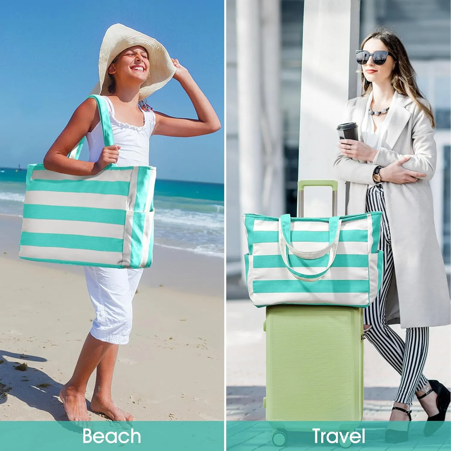 oscaurt Beach Bags for Women Travel Weekender Bag Swim Pool Bag Gifts for Women Travel Beach Essentials