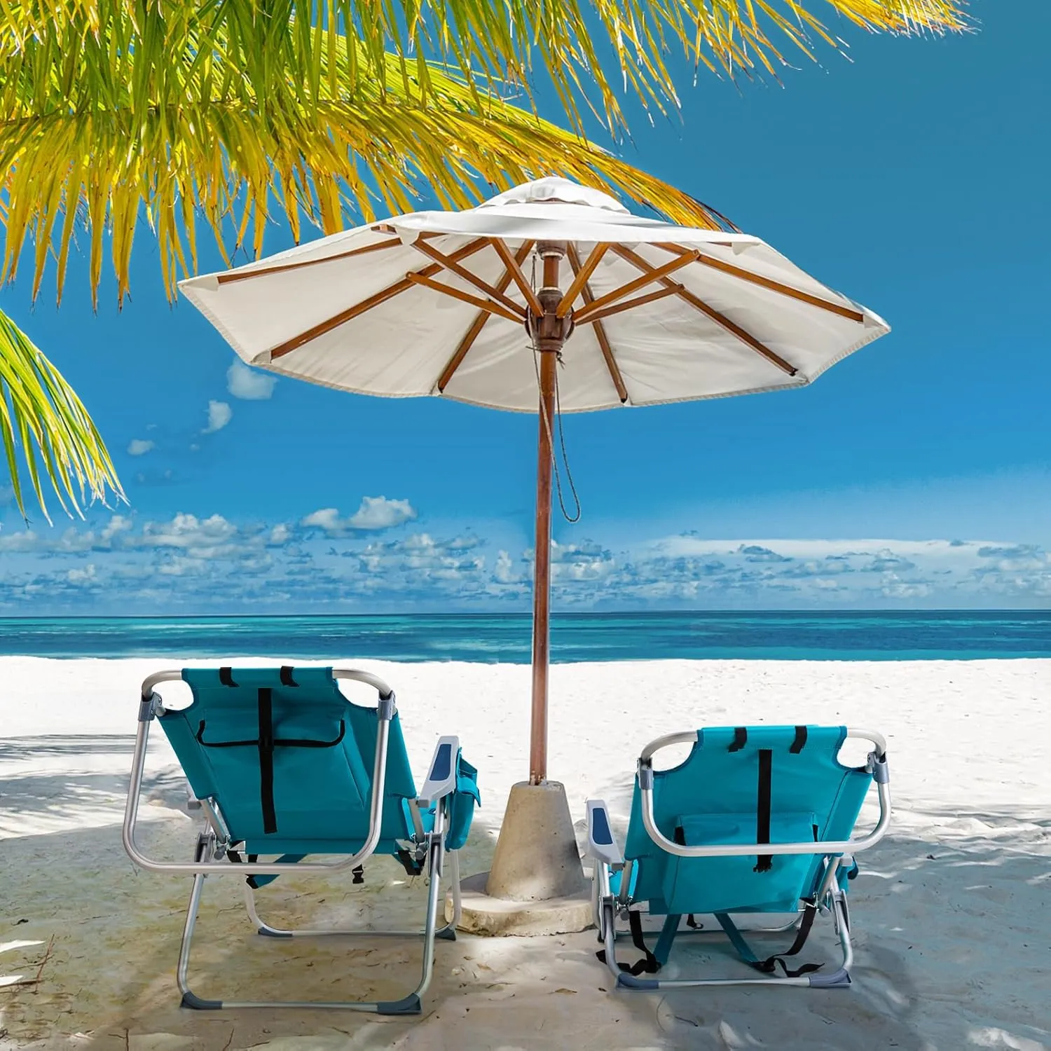 Outdoor Beach Lawn Chairs,Low Oxford Cloth Backpack Foldable Camping Chair,Portable Lightweight Beach Chairs for Adults,Folding Camping Chair,with Cup Holder,for Patio Pool Yard Garden (Mint Green)