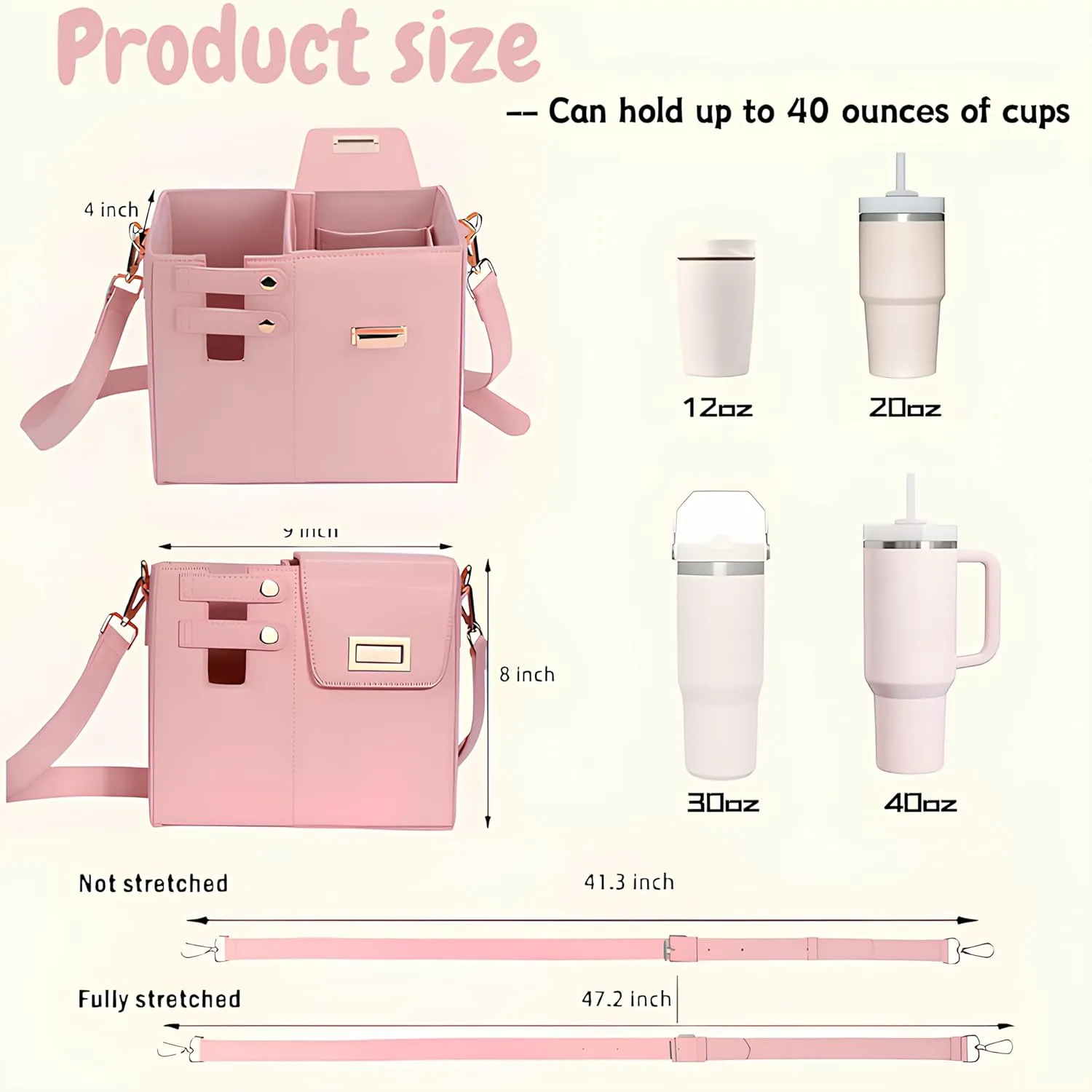 Outdoor Portable Crossbody Water Cup Storage Bag Compatible with Stanley & Most Water Bottles | Includes Coin Purse & Plush Bunny Keychain | Adjustable Crossbody Holder for Travel & Daily
