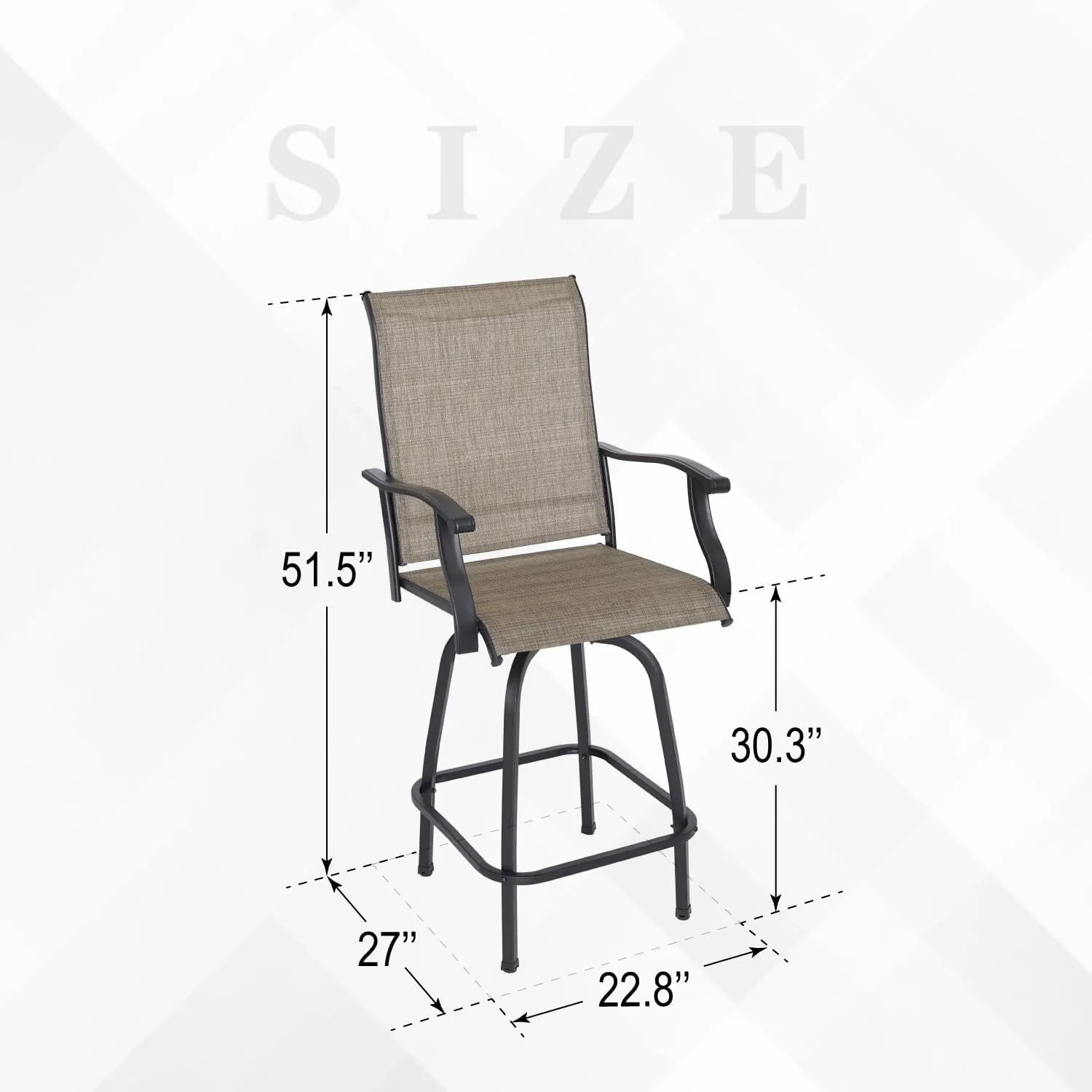 Outdoor Swivel Bar Stools Set of 2, High Top Patio Chairs with Textilene Seating, All-Weather Bar Height Furniture for Kitchen or Outside