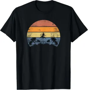Pacific Ocean Beach Sun Palm Trees Retro Vintage K T-Shirt